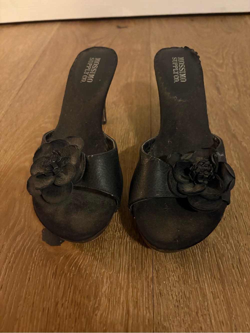 Miss Sixty Black Floral Slide Sandals